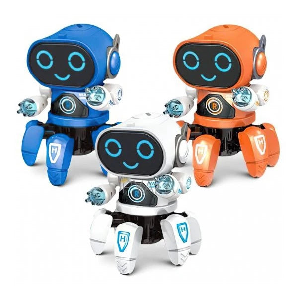 Brinquedo infantil Robô Aranha Dançarino 6 Pernas com Luz Som e Movimento