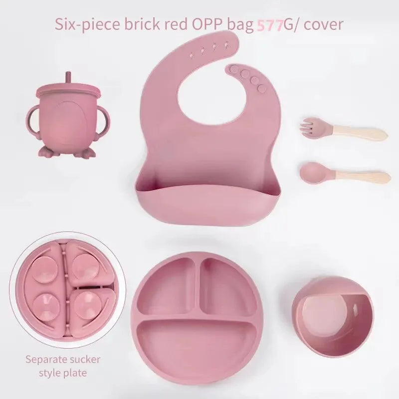 Kit de Alimentação de Silicone para Bebê: Conjunto Completo com 6 Peças