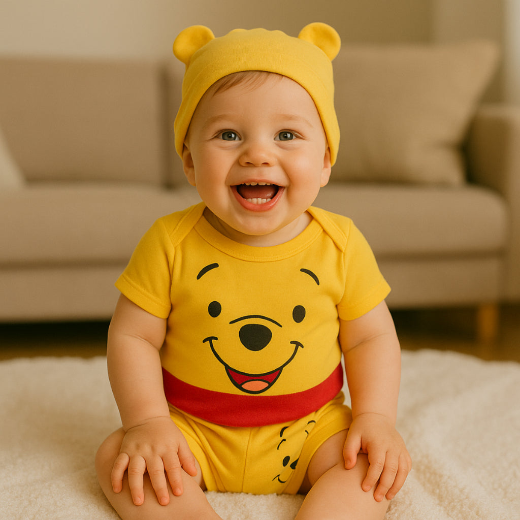 Body bebê mêsversário - Fantasia Infantil - Body com touca