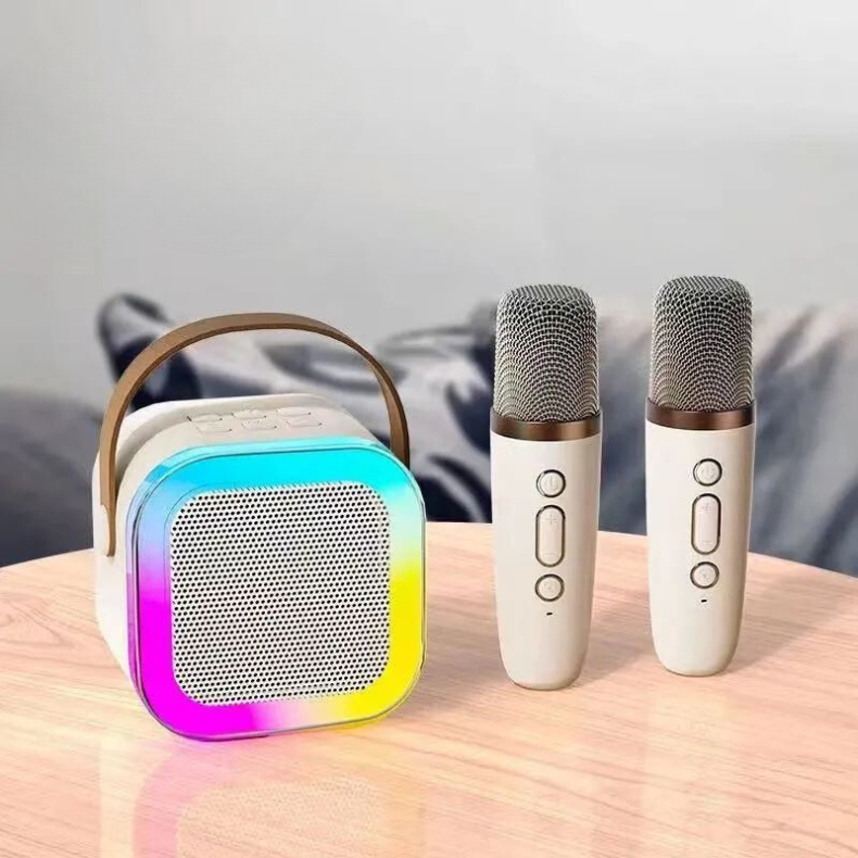 Caixa De Som Com Microfones para Karaokê- Brincadeiras em Família