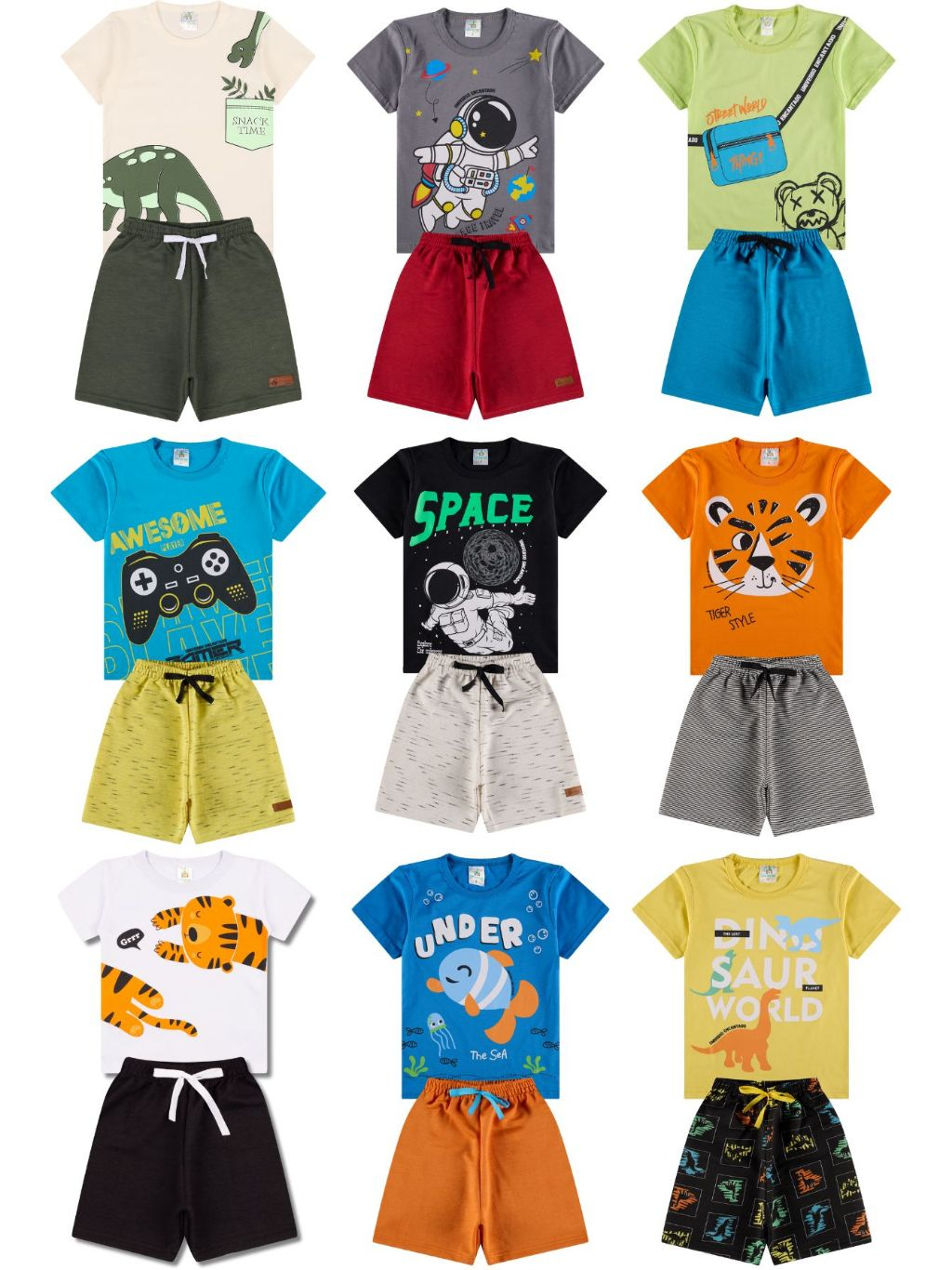 Kit Sortido 10 Peças de Roupas Bebê Menino Infantil (5 conjuntos) Ou 6 Peças de Roupas Bebê Menino Infantil(3 conjuntos)