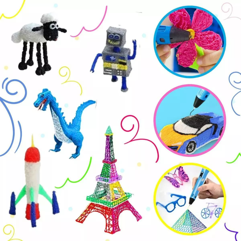 Caneta 3D Impressora Manual Infantil e Adulto Com Filamentos DIY Filamento Plastico Seguro