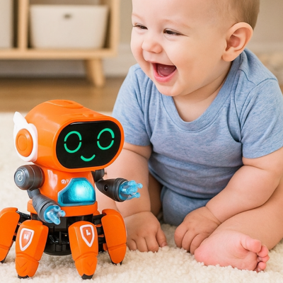 Robô Aranha Dançarino com luzes coloridas e movimentos divertidos