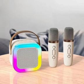 Caixa De Som Com Microfones para Karaokê- Brincadeiras em Família