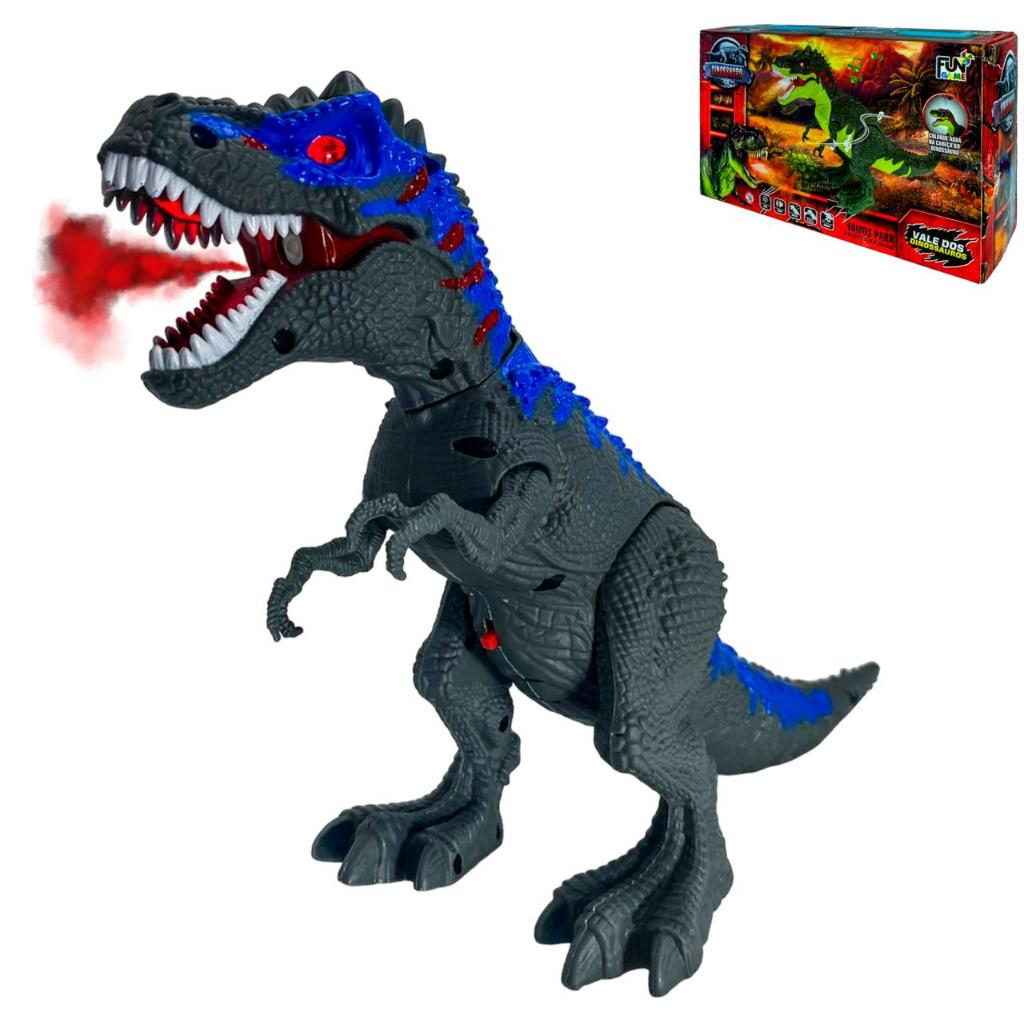 Dinossauro Rex de Brinquedo Solta Fumaça e Anda Realista Tiranossauro