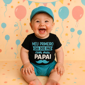 Body Bebê Temático Mesversário Dia dos Pais Masculino e Feminino Kit 3 Peças 100% Algodão